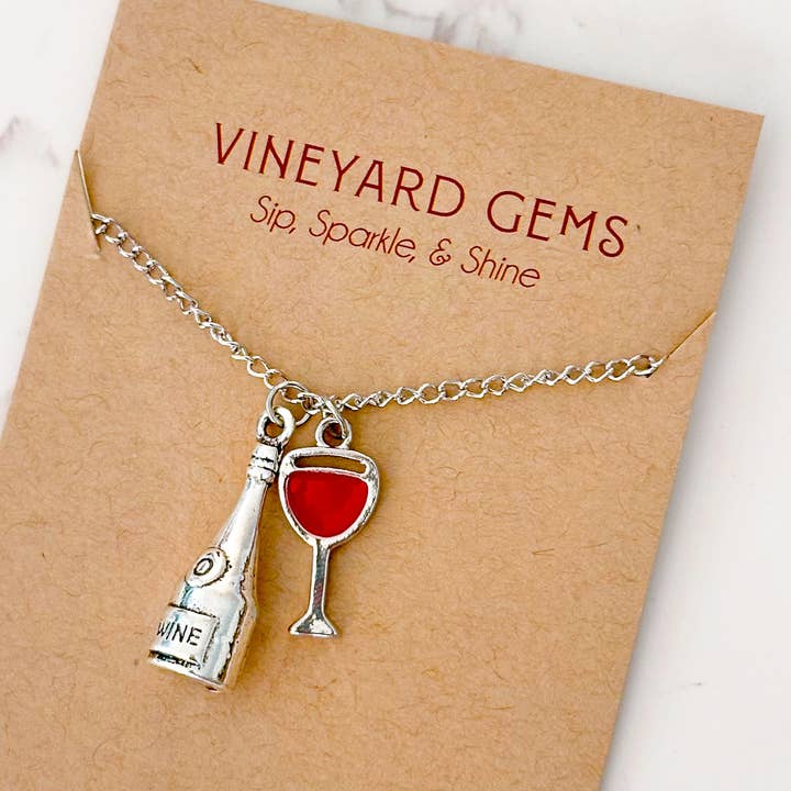 Wine Bottle Charm Necklace for wholesale by Wheeling Feeling