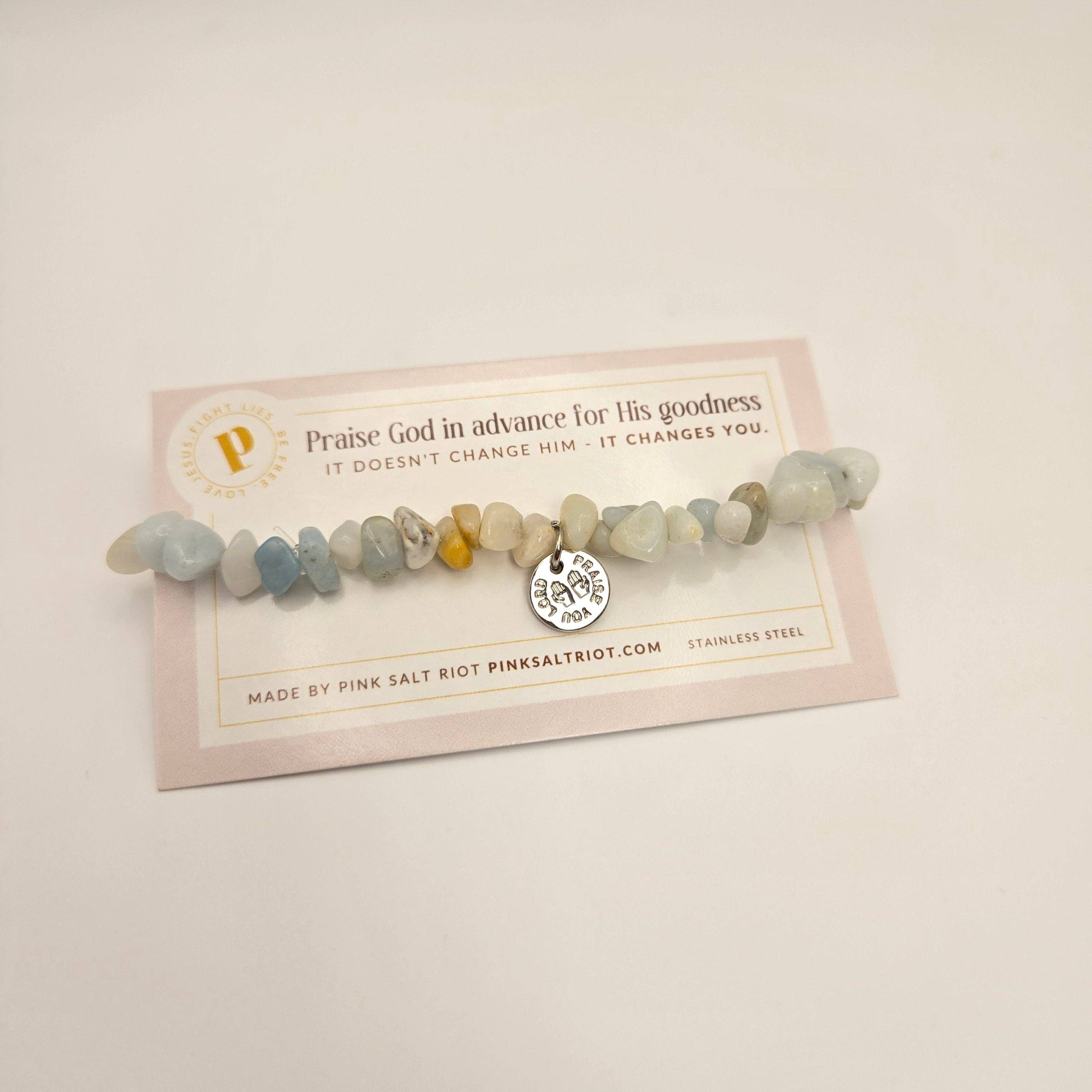 Pink Salt Riot - Wholesale Beaded Bracelet - Praise You Lord Chipped Amazonite Beaded Bracelet2