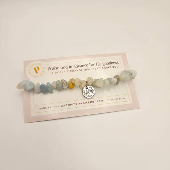 Pink Salt Riot - Wholesale Beaded Bracelet - Praise You Lord Chipped Amazonite Beaded Bracelet2