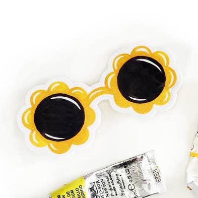Flower Sunnies Sticker - Watercolor Yellow Sunglasses for wholesale by Sketchy Notions