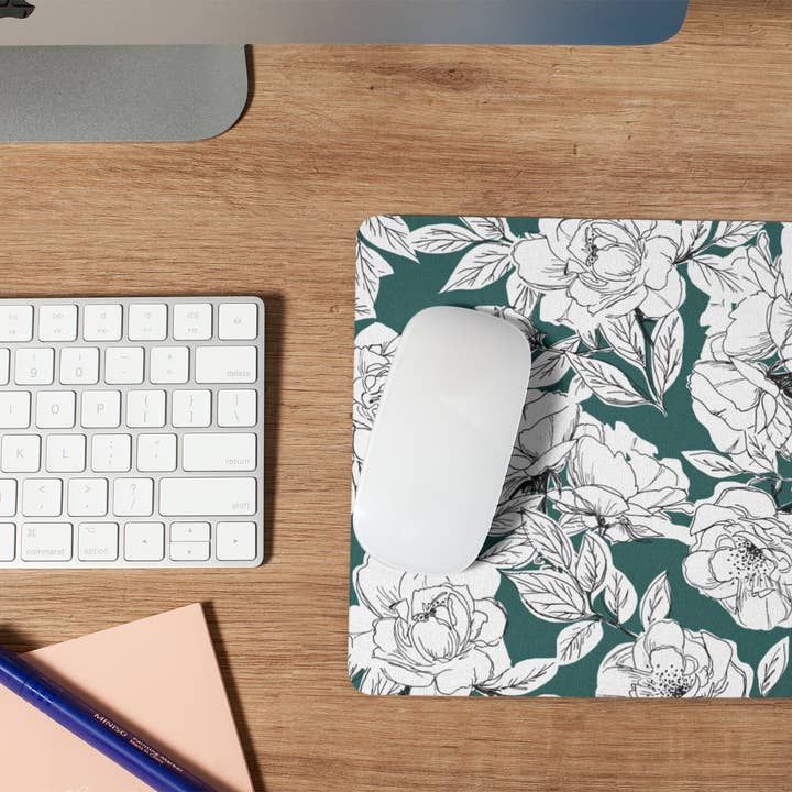 Teal Floral Mouse Pad for wholesale by Livy Lou Designs + Co