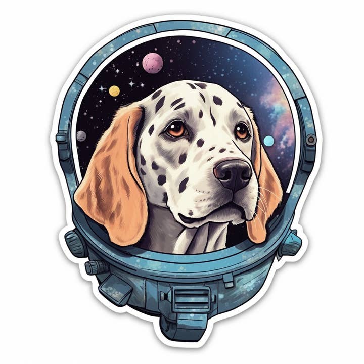 Space Dog Vinylklistermärke för wholesale av Elizarae Co.