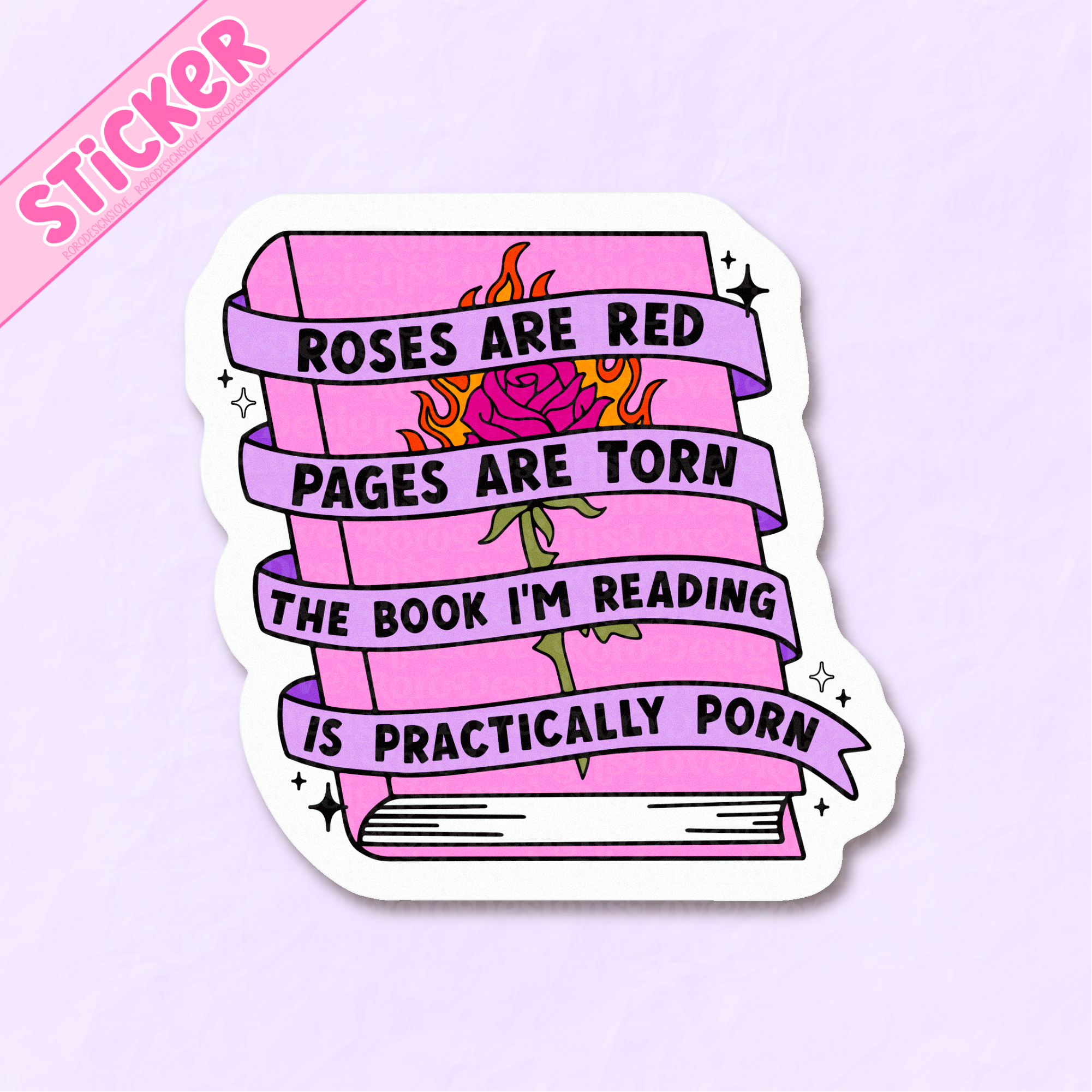 RoroDesignsLove - Vente Autocollant - Les roses sont des autocollants rouges, le livre que je lis est plein d'autocollants4