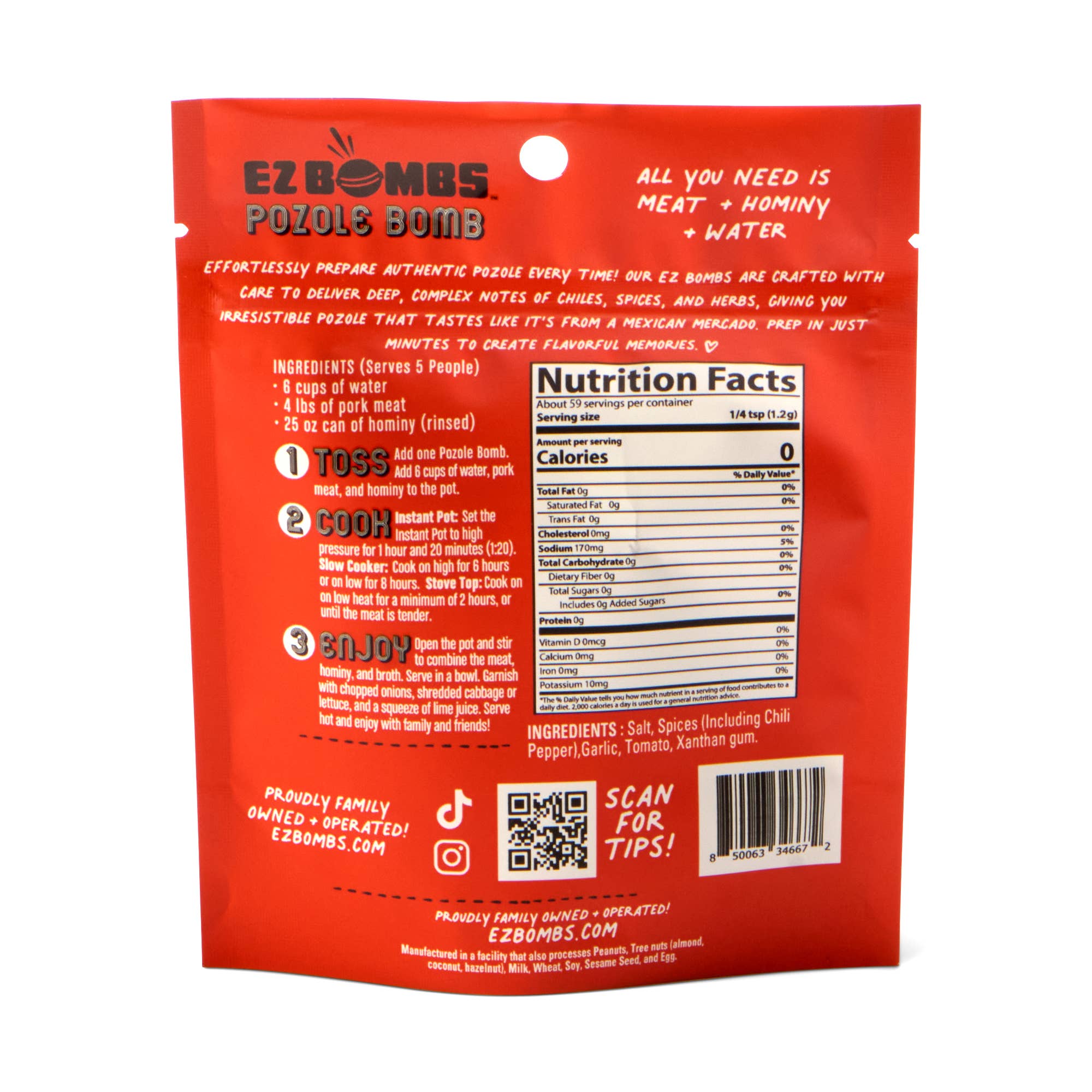 EZ Bombs - Wholesale Dried Spice Mix - Pozole Bomb Seasoning – Single Pack by EZ Bombs (24 /Case)1