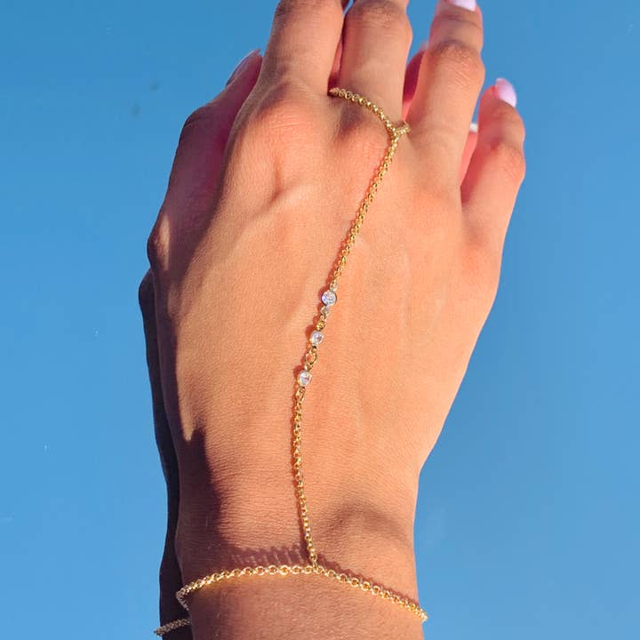Mali Beads – wholesale Link & chain bracelet – Gold Filled CZ Hand Chain Bracelet – Dainty Ring to Wrist Jewelry1