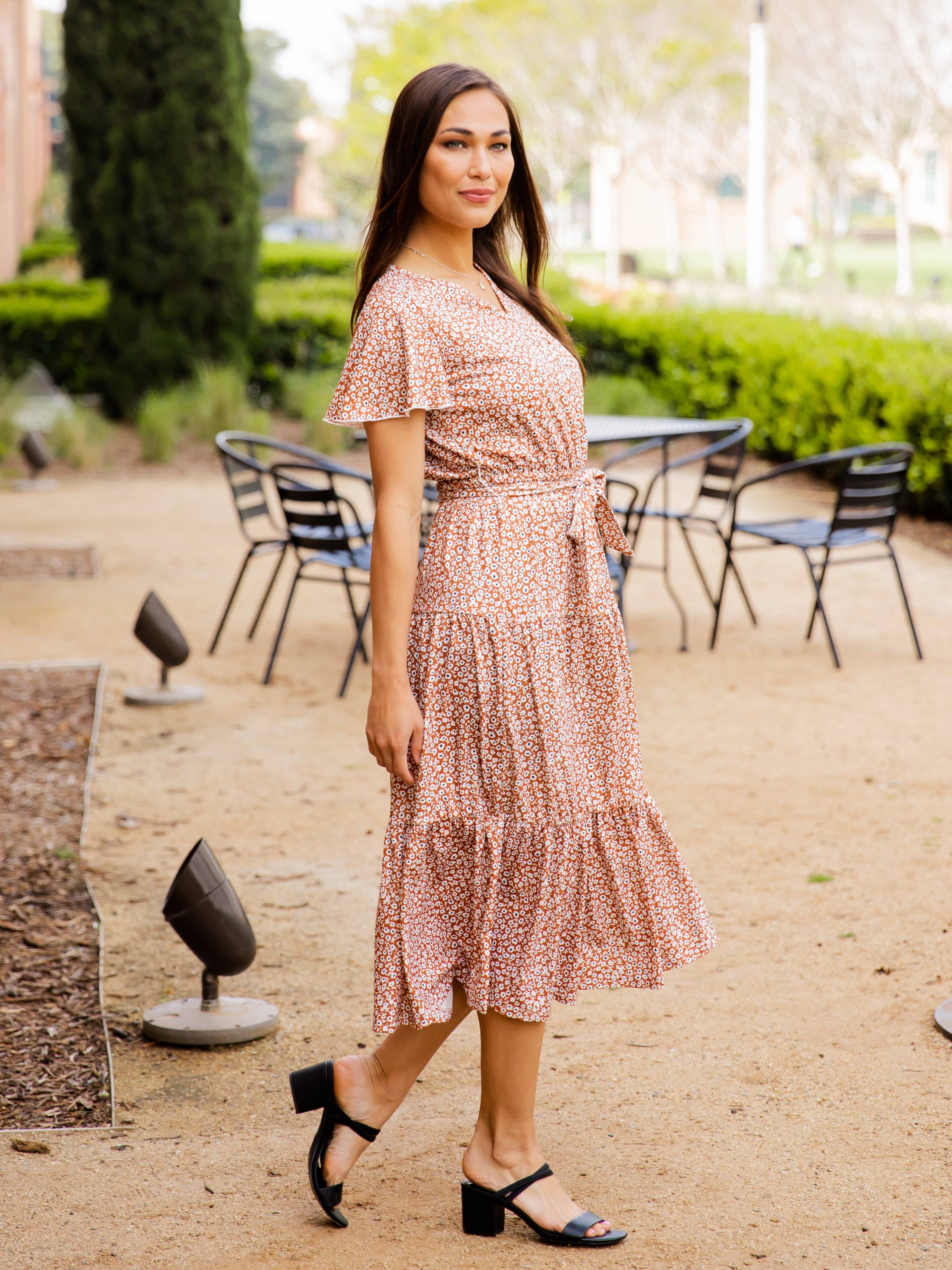 Tickled Teal – wholesale Dress – Women's – Tiered Tie Waist Stevie Dress13