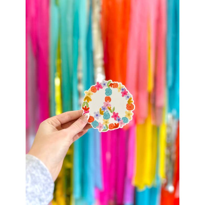 Autocollant signe de paix floral pour la vente par Doodles By Rebekah