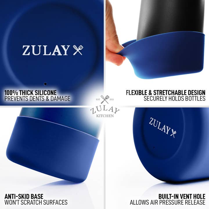 Zulay Kitchen - Wholesale Water Bottle - Protective Silicone Boot for for 3.5" Diameter Water Bottles