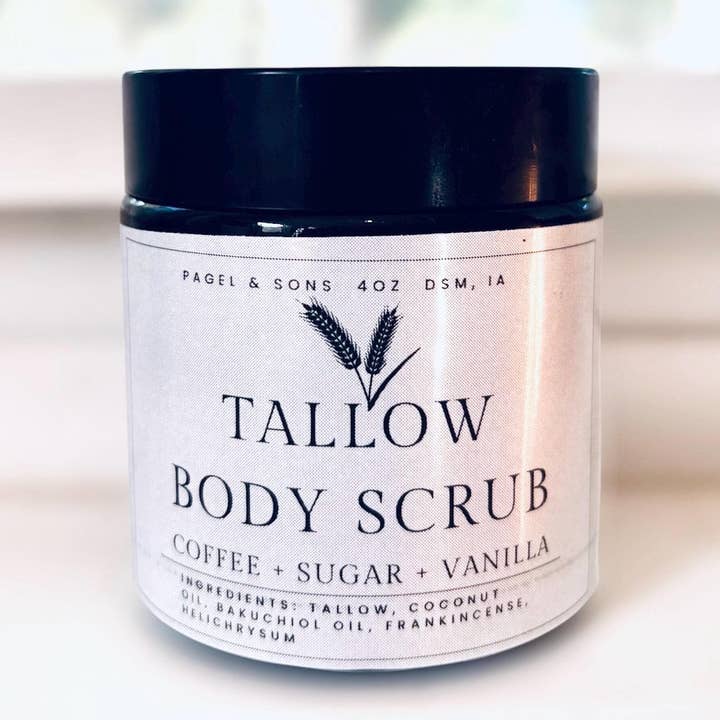 Tallow body scrub with grassfed beef tallow body polish for wholesale by Pagel & Sons