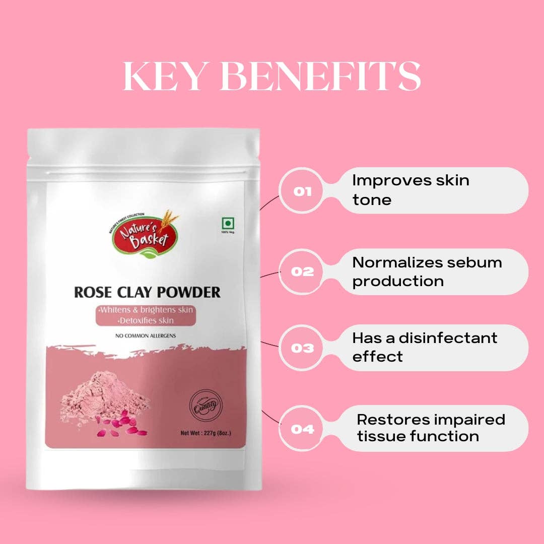Natures Basket - Wholesale Skincare face mask - Nature's Basket Rose Clay Powder - 227 Grams5