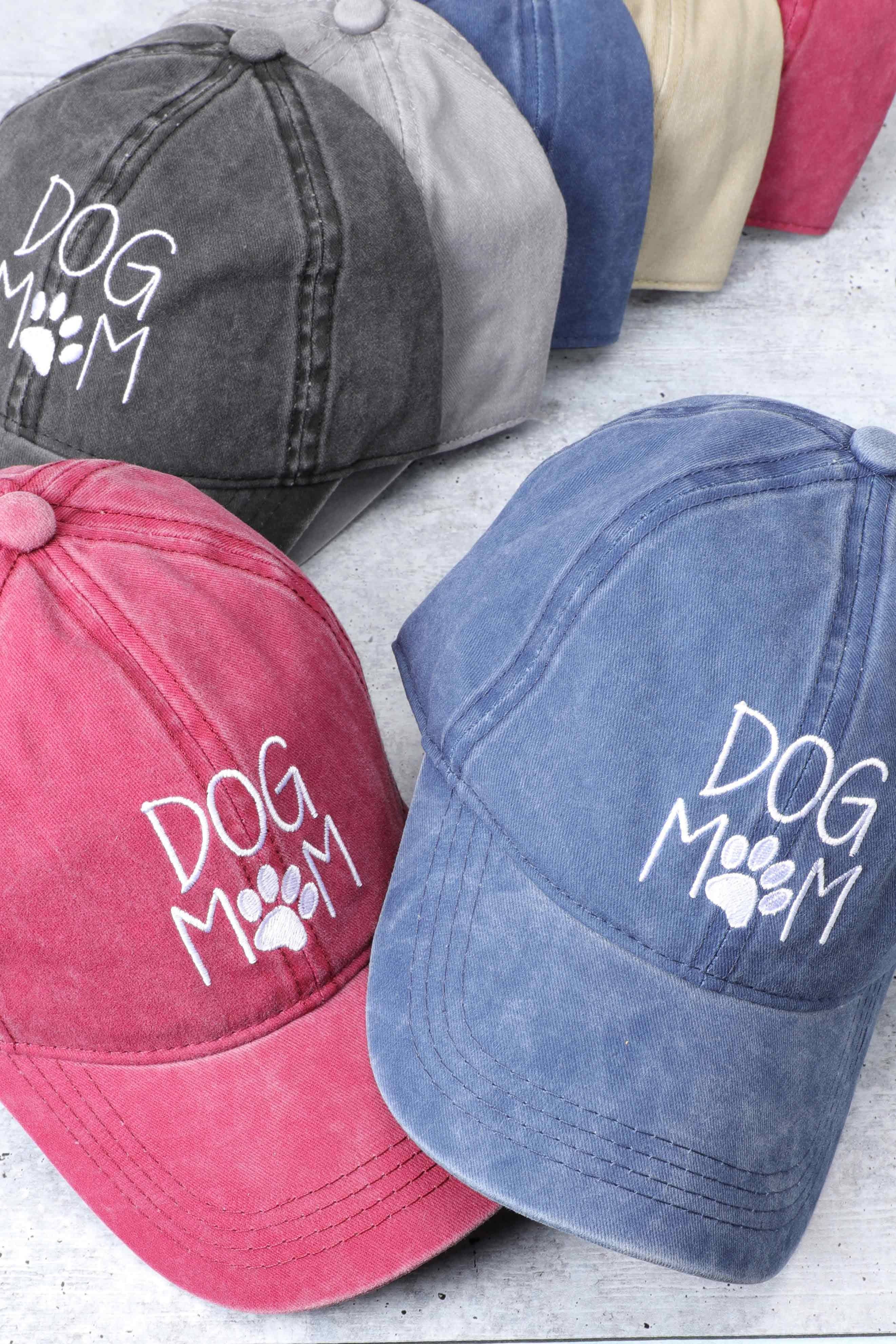 Fashion City - Vendita all'ingrosso Cappellino da baseball - Donna - Cappelli da baseball in cotone ricamati DOG MOM, stile vintage1