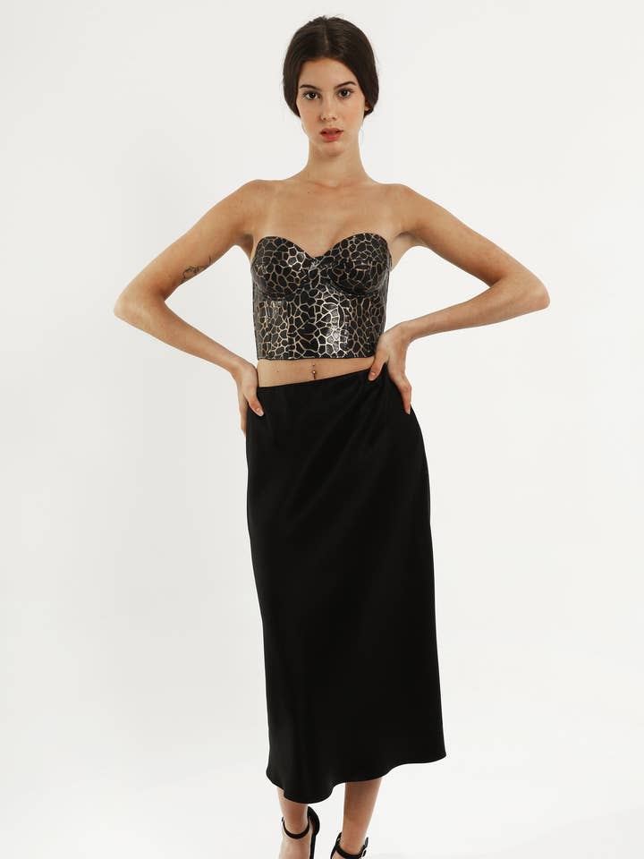 Metallic Leather Animal Print Corset for wholesale by ANAKON