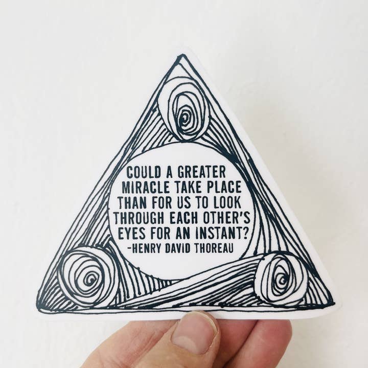 vinyl sticker henry david thoreau quote with hand drawn art for wholesale by mb art studios