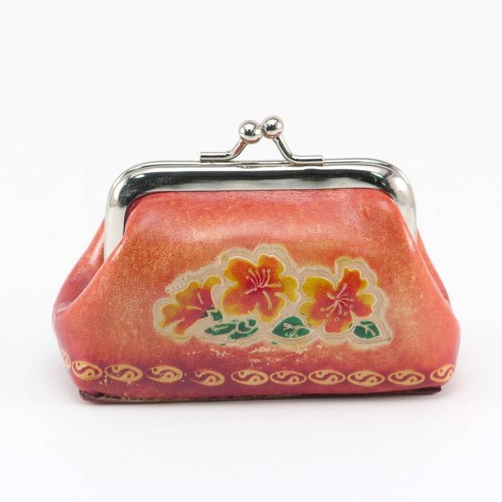 Sunflower Handmade leather inc - Wholesale Coin Purse - Women's - Genuine Leather Coin Purse with Metal Clasp Closure
