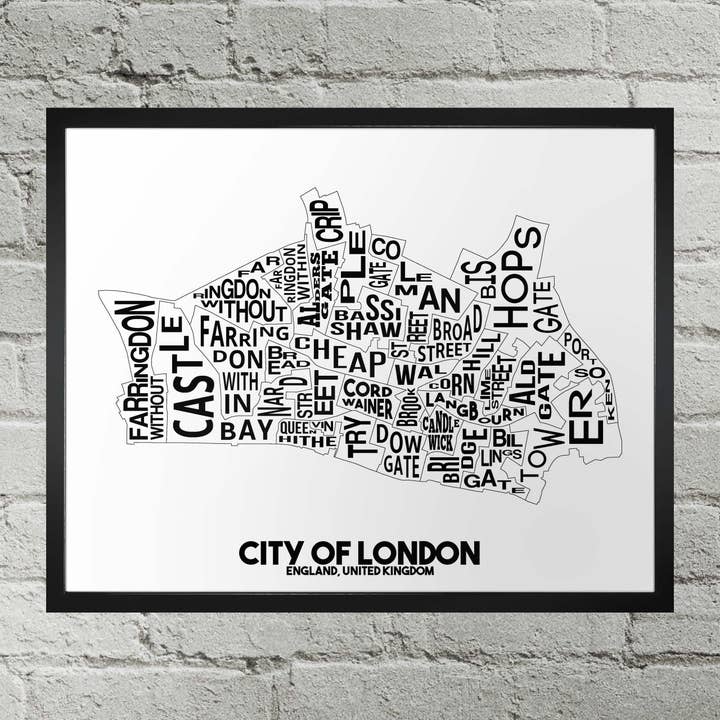 City of London England Wards - Stampa della mappa della città per la vendita all'ingrosso da parte di Damon D Chan