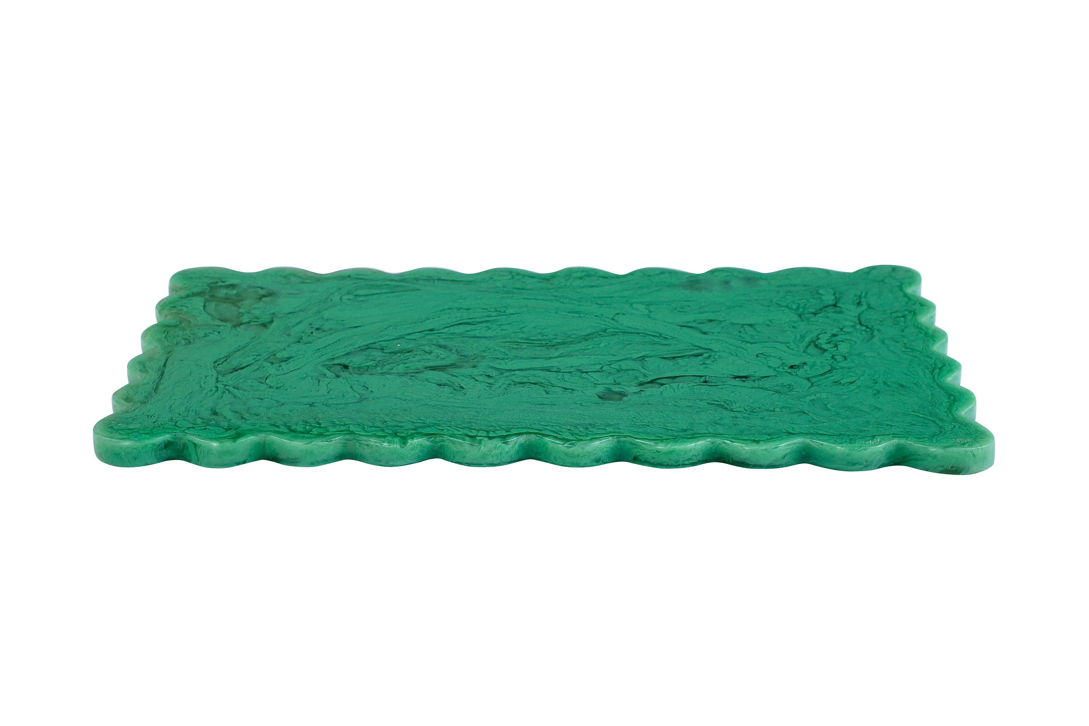 Casa Amarosa - Wholesale Cheese Board - Scallop Rectangular Resin Cheese Board – Green , 14 Inches3