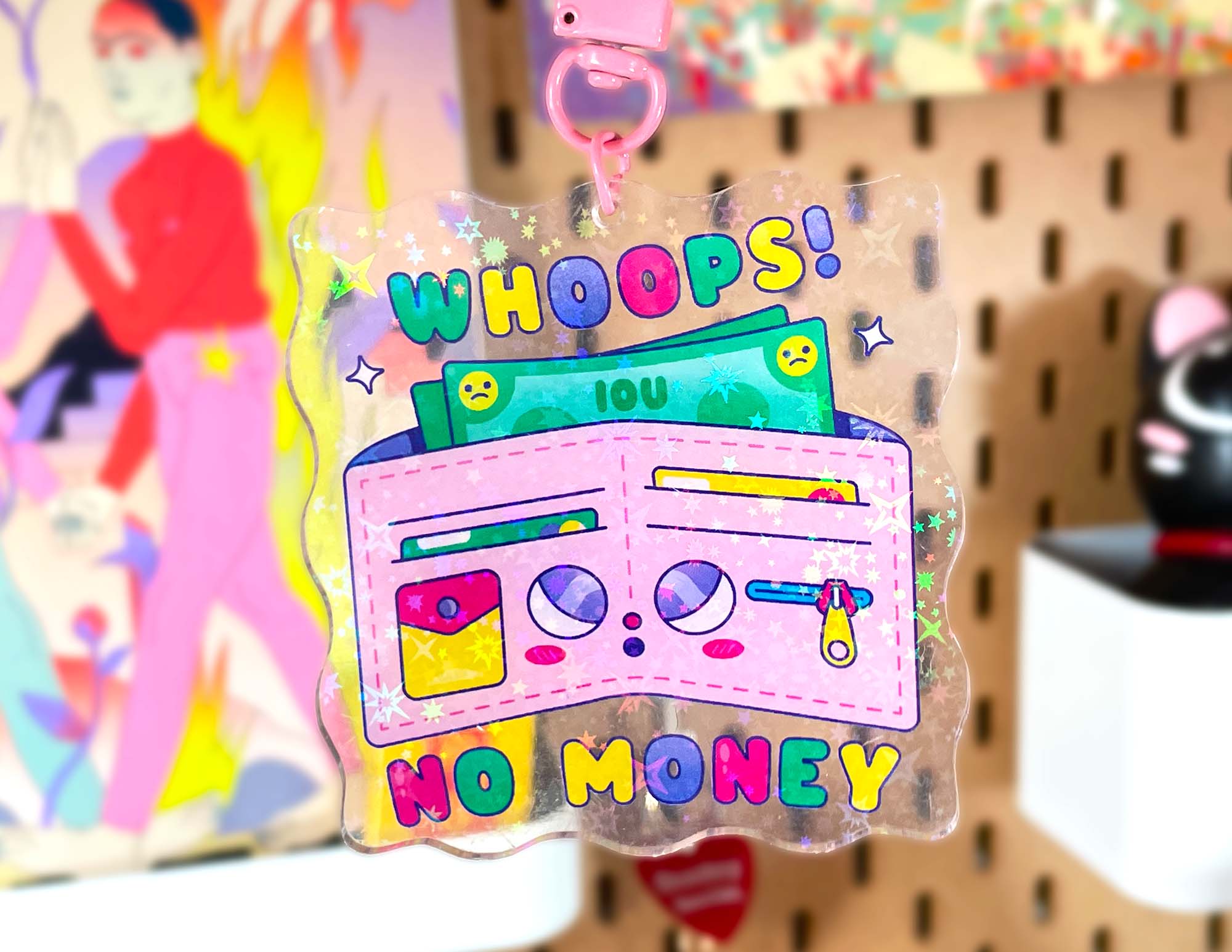 Kidnichols - Wholesale Keychain - Women's - Whoops! No Money Acrylic Keychain | Holographic Keychain6