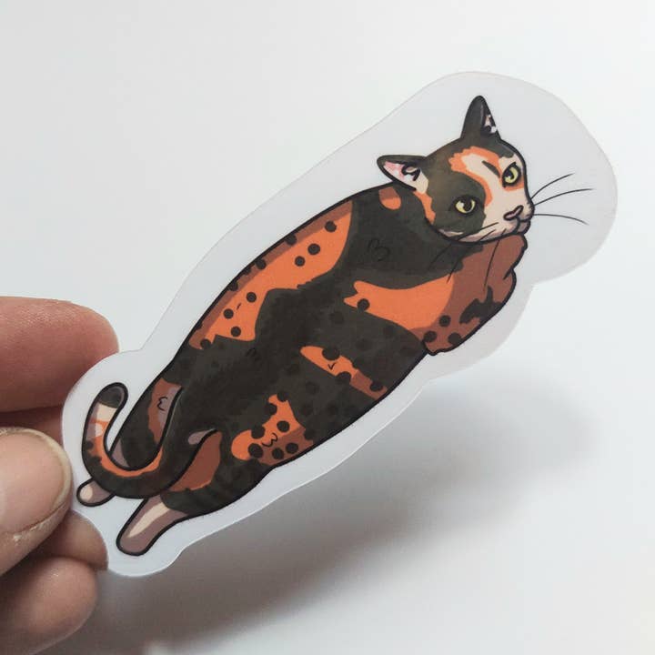 Glitter Ghost Clothing and Accessories - Wholesale Sticker - Calico Cat "Noodle" - Seal and Blob - 3 inch Sticker1