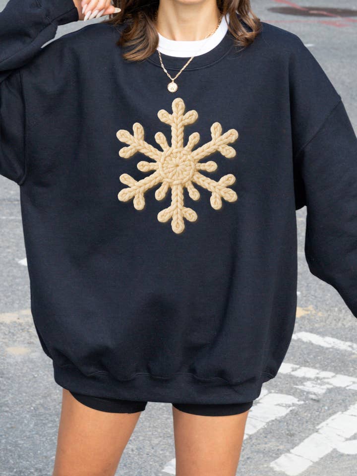 Crochet Snowflake Faux Sweatshirt for wholesale by Gambi's Tees