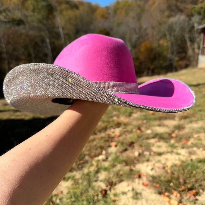 Rhinestone Cowgirl - Wholesale Cowboy Hat - Women's - Barbie Pink Hat & Crystal Rhinestones