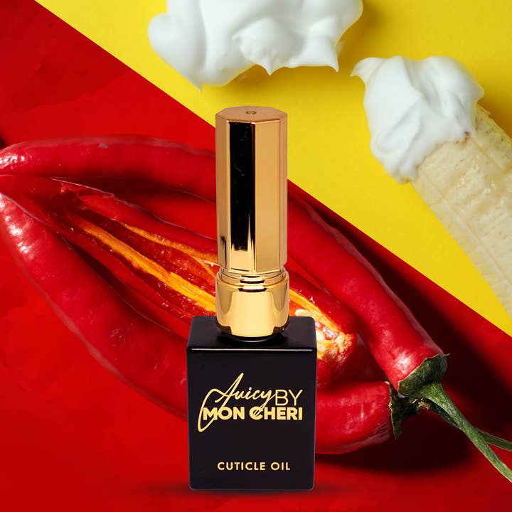 Olio per cuticole Red Hot Banana (modello Golden Touch) Juicy di Mo per la vendita all'ingrosso da parte di Juicy by Mon Cheri