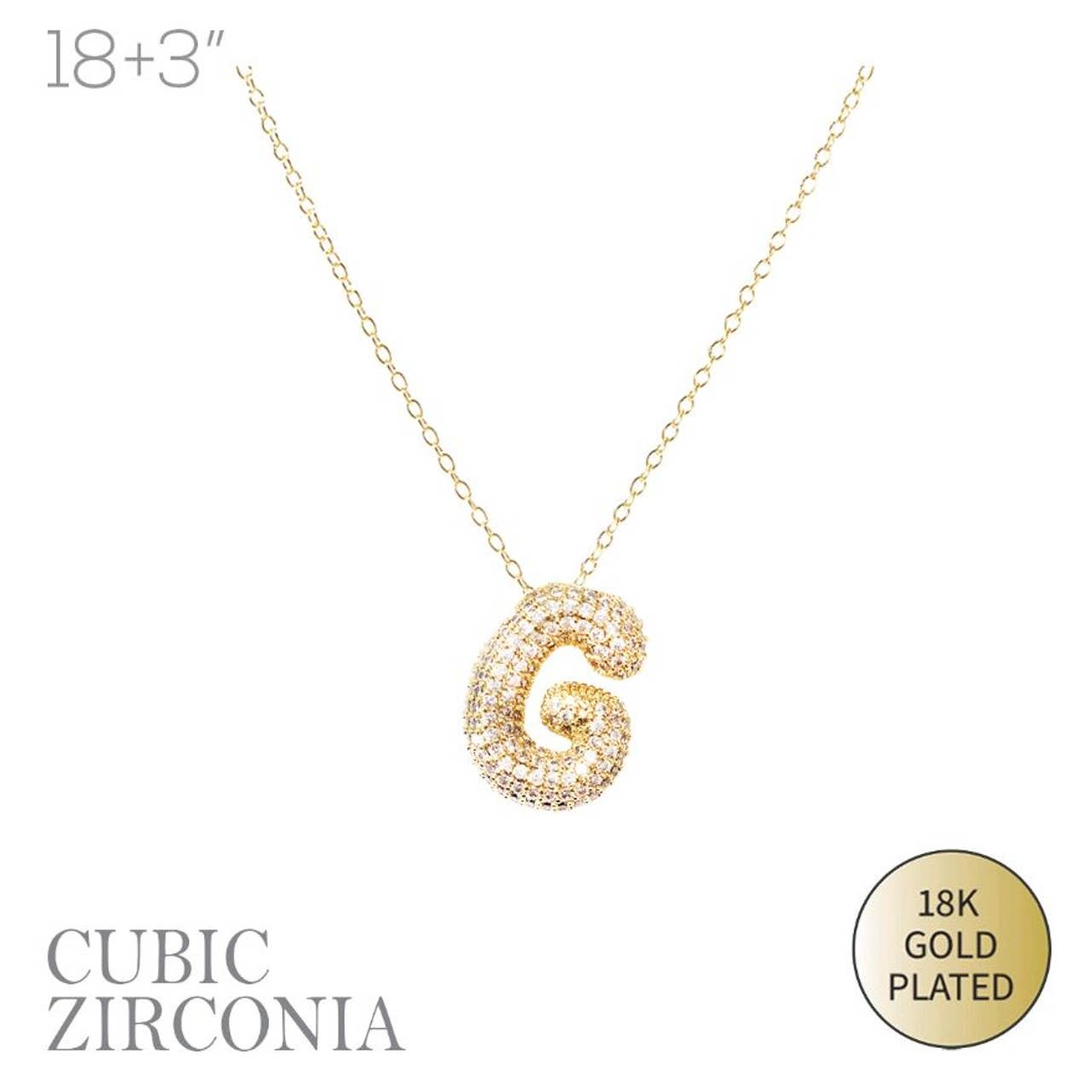 Selini New York - Vente Colliers à pendentif - Collier Initiale Plaqué Or avec Bulles et Cristaux Étincelants5