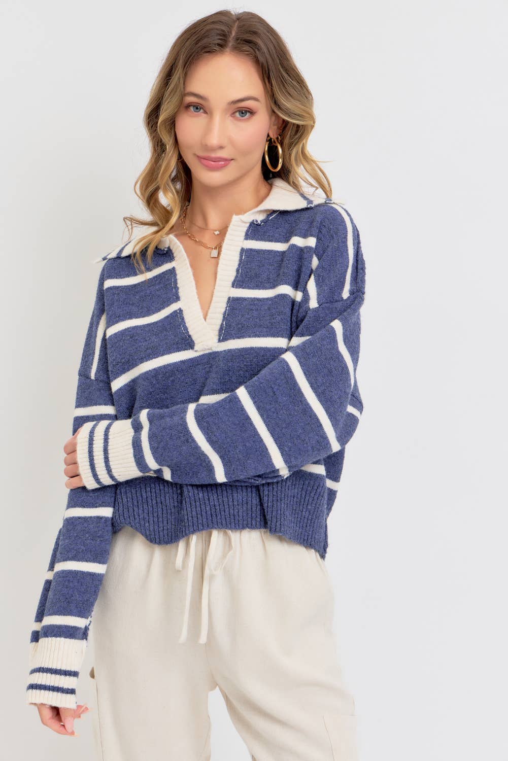 Sweet Lovely by Jen - Wholesale Knit Sweater - Women's - STRIPED EVERYDAY  KNIT SWEATER13