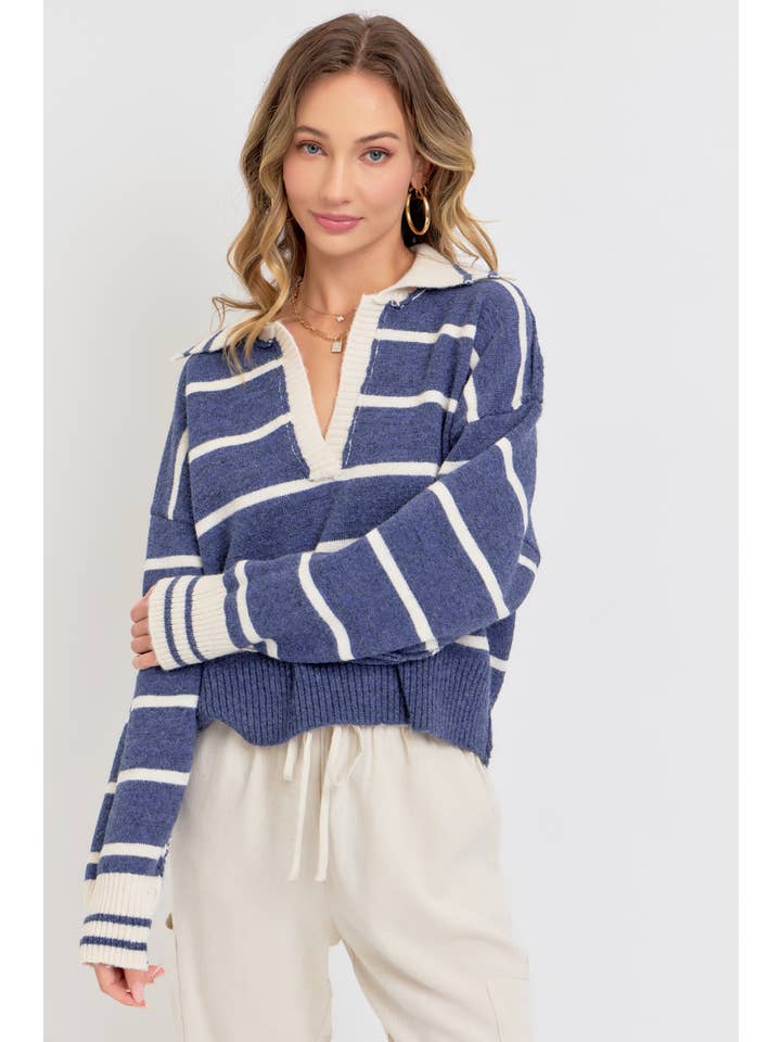 Sweet Lovely by Jen - Wholesale Knit Sweater - Women's - STRIPED EVERYDAY KNIT SWEATER13