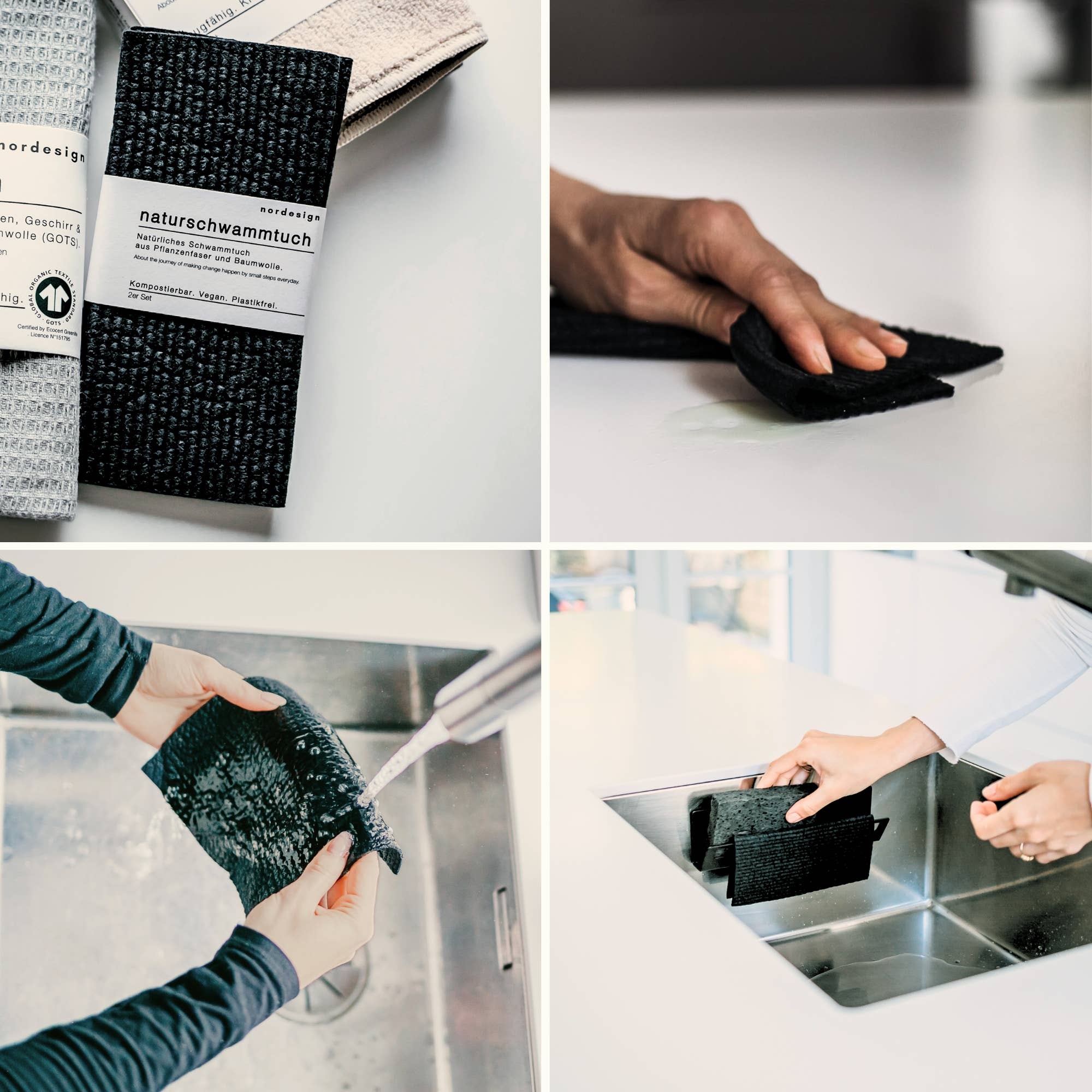 nordesign - Wholesale Cleaning Sponge - Natural sponge cloth (set of 2) - black2