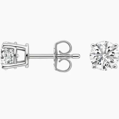 HoopLa - Wholesale Stud/Post Earrings - Round 4 prong CZ stud Earring- SteelÂ