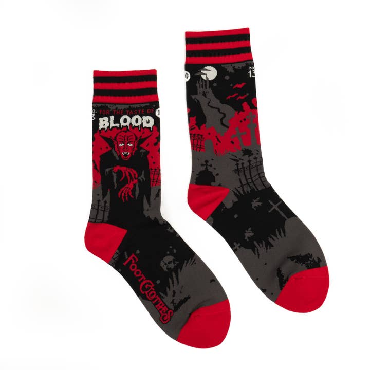 FootClothes LLC - Wholesale Socks - Unisex - Dracula's Bloodlust Crew Socks