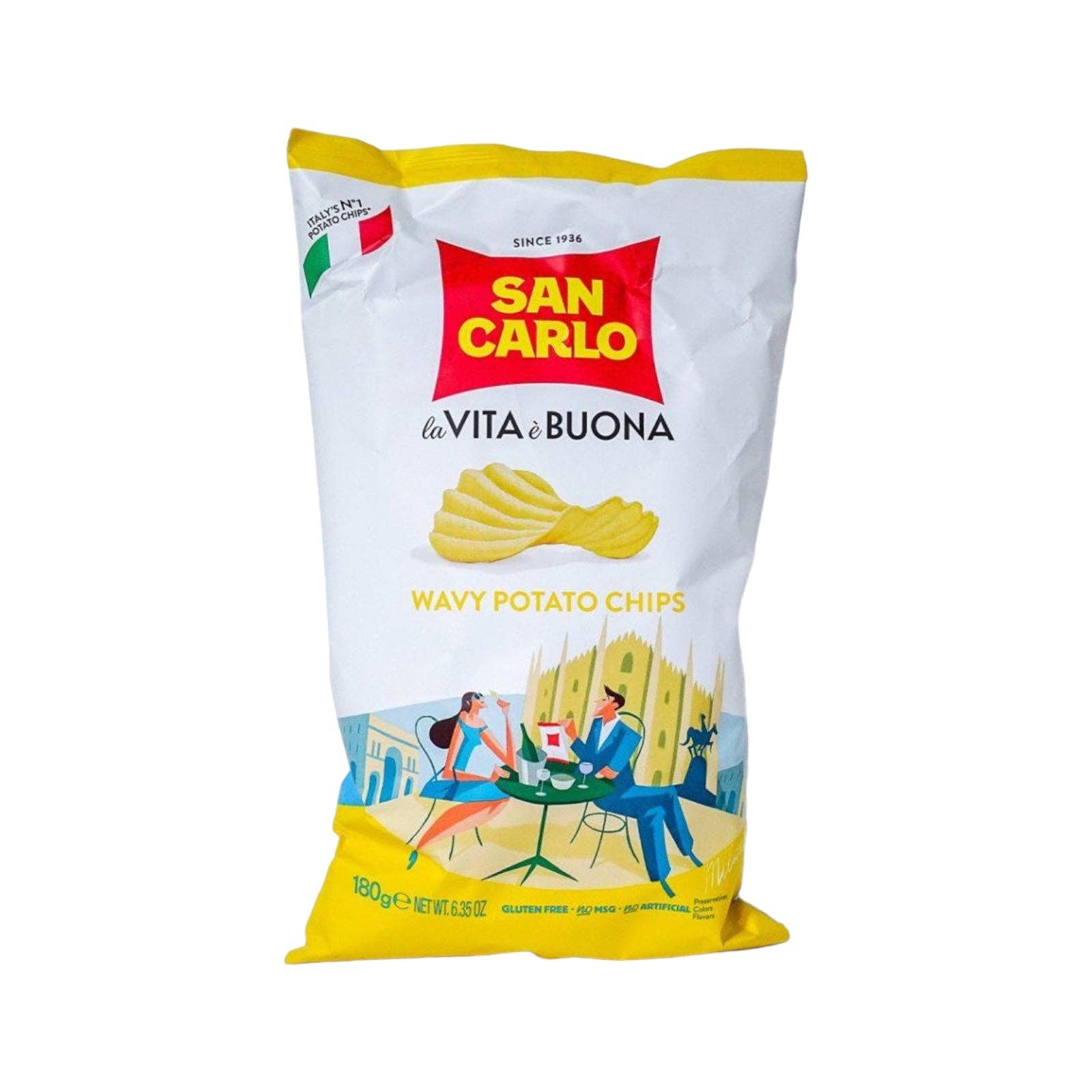 Made in eatalia - Vente Pâtes - San Carlo Rustica Croccante Chips Ondulées (180g)0