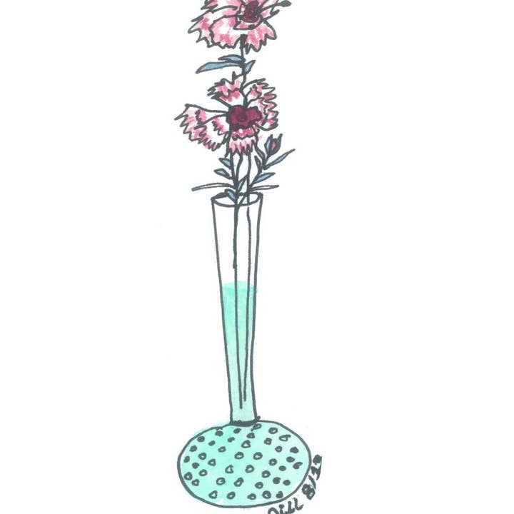 Card #12 Carnation in a Vase for wholesale by One Woman's Art by Jill