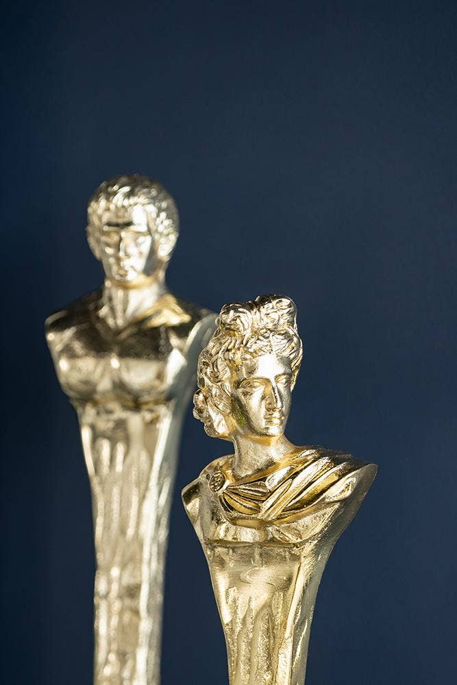 A&B Home Group Inc. - Wholesale Decorative Figurine - 5.5x5.5x32" Elongated Gold Roman Statue on White Marble Base12