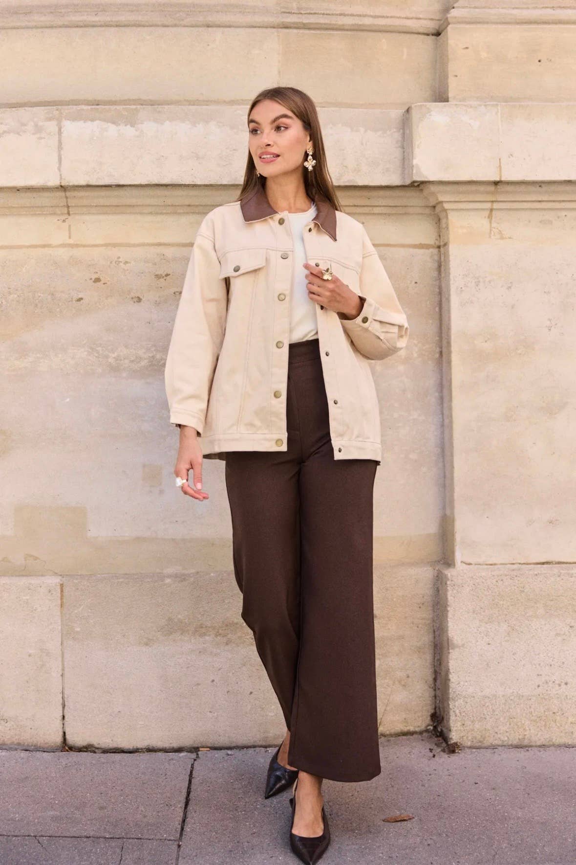 Frime - Wholesale Denim Jacket - Women's - Denim jacket with leather collar - 56743