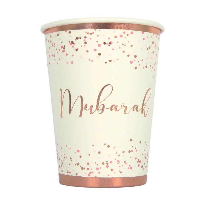 Vasos de fiesta Mubarak Confetti, paquete de 10 para venta al por mayor de Peacock Supplies