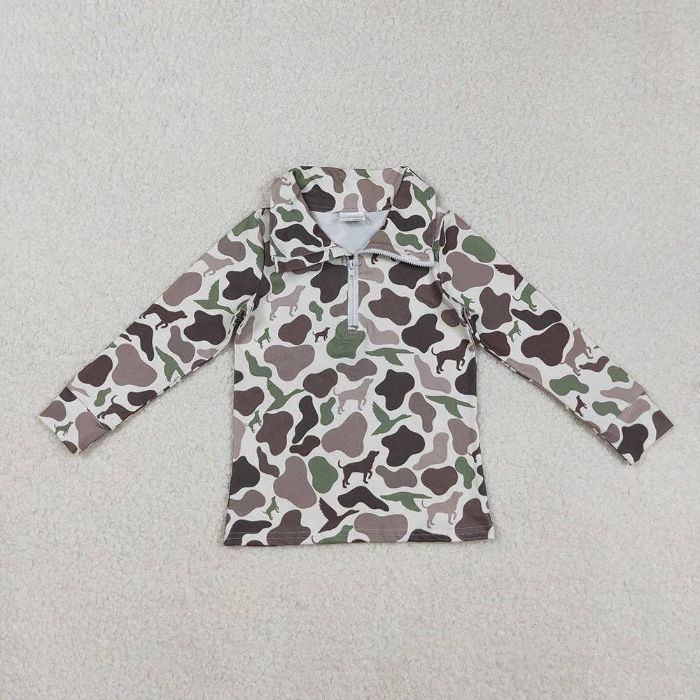 Aier Wholesale - Wholesale Sweatshirt - Kids - Baby Boys Southern Dogs Ducks Camo Half Zip Pullovers Tops0