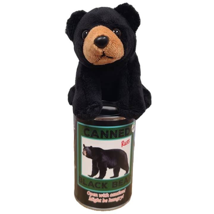 Canned Gifts - Wholesale Stuffed/Plush Toy - Kids & Baby - Russ the Canned Black Bear | Stuffed Zoo Plush w/Jokes |Gift