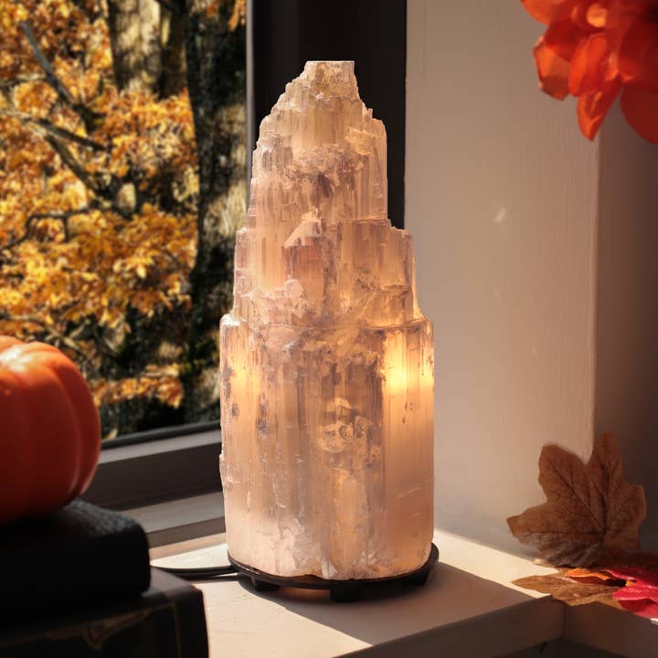 Selenite Crystal Lamp from Morocco - Choose Your Size for wholesale by Natures Artifacts Inc