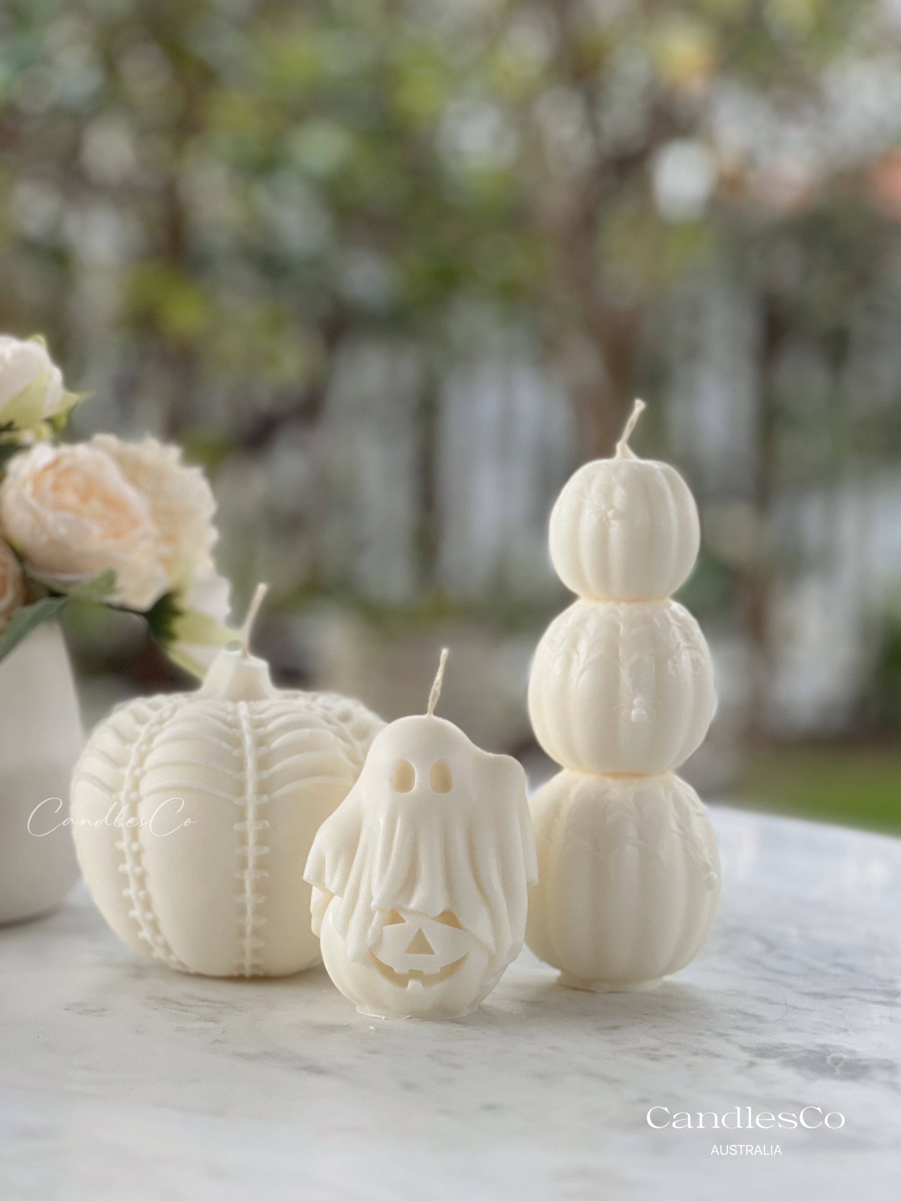 White Large Pumpkin Candle for wholesale on Faire0