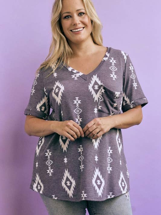 lovely melody – Engroshandel Tunika - Dame – LMT2232PL-L-Plus størrelse Geo T-shirt16
