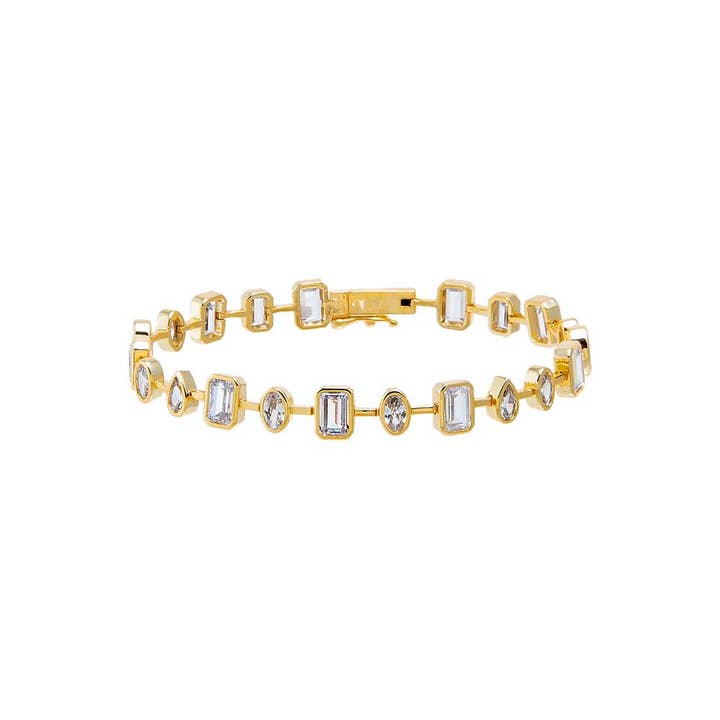 CZ Bezel Multi Shape Tennis Bracelet for wholesale by By Adina Eden