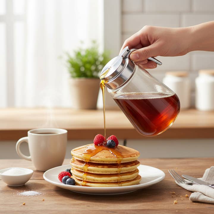 Kadra Kitchenware - Wholesale Oil/Vinegar Dispenser - Millvado Glass Sugar/Syrup Dispenser SS Lid 12oz1