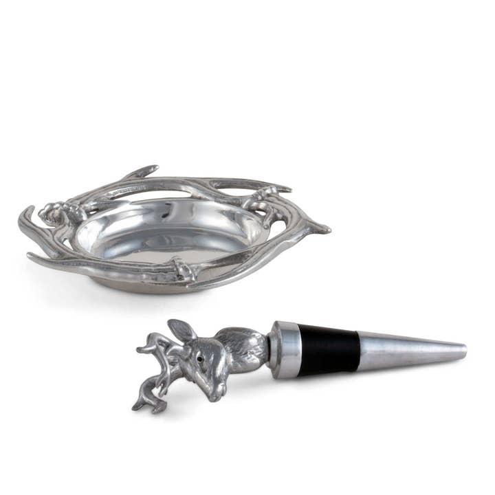 Ensemble de sous-verre et bouchon de vin Antler pour la vente par Arthur Court