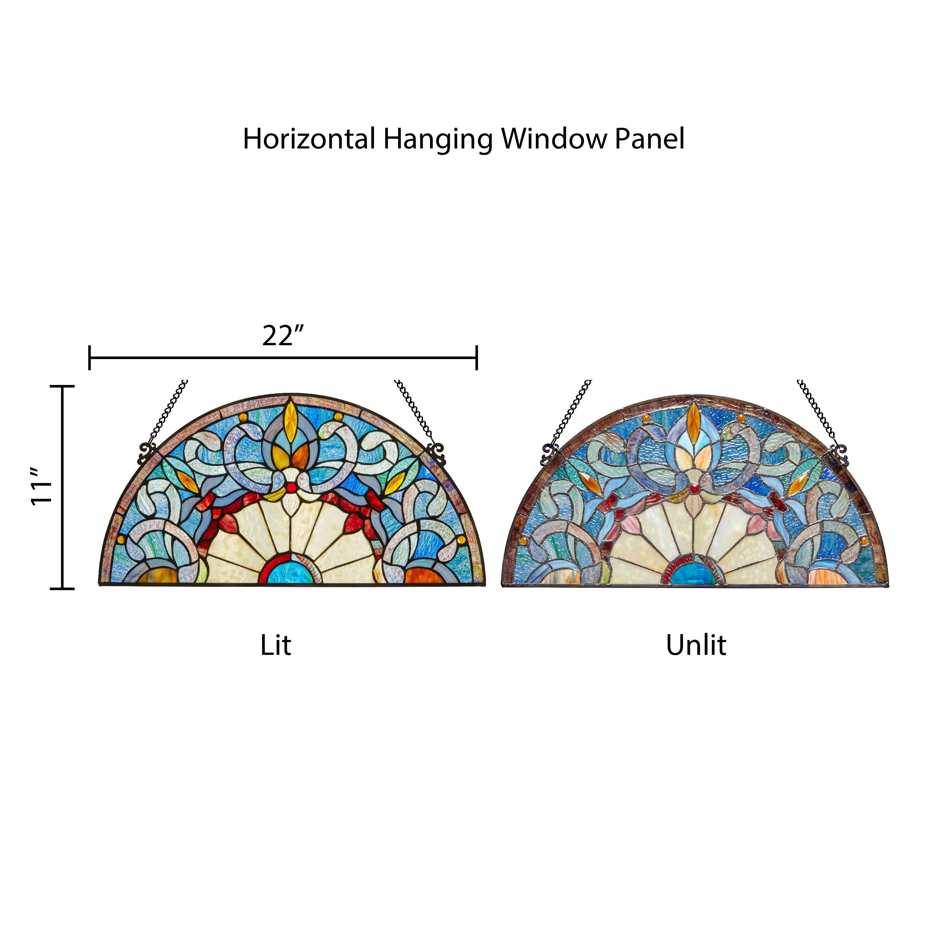 River of Goods - Wholesale Suncatcher - 11"H Maxine Blue Half-Moon Stained Glass Window Panel2
