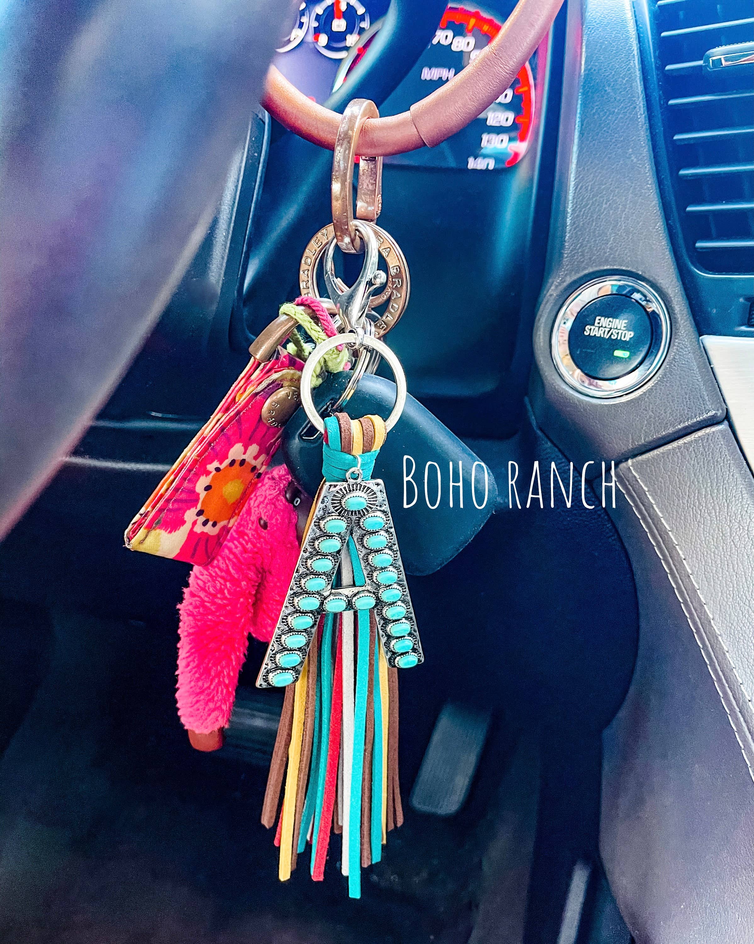 Boho Ranch Shop - Wholesale Keychain - Women's - Western Initial Monogram Fringe Tassel Keychain7