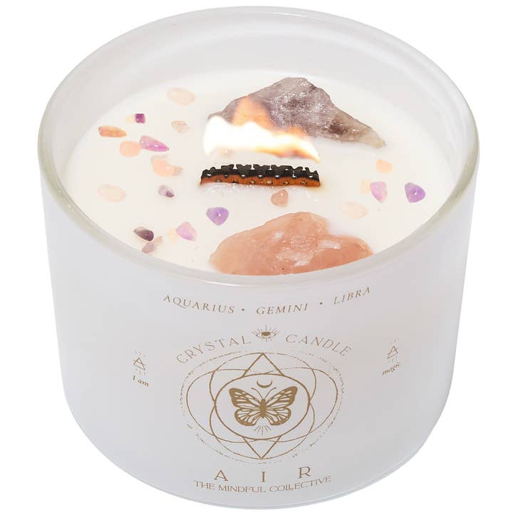 THE MINDFUL COLLECTIVE - Wholesale Jar/Filled Candle - Air Element Crystal Candle – For Aquarius, Gemini & Libra0