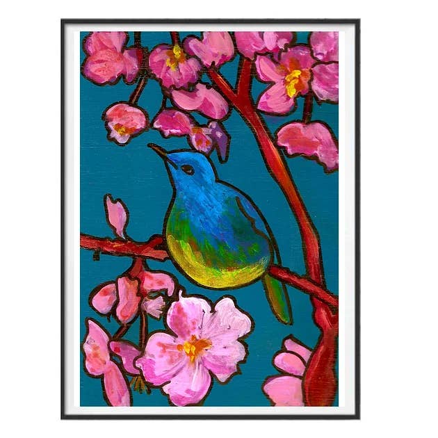 Plant Based Paintings - Wholesale Art Print - Bird in Blossom - Giclee Art Print1