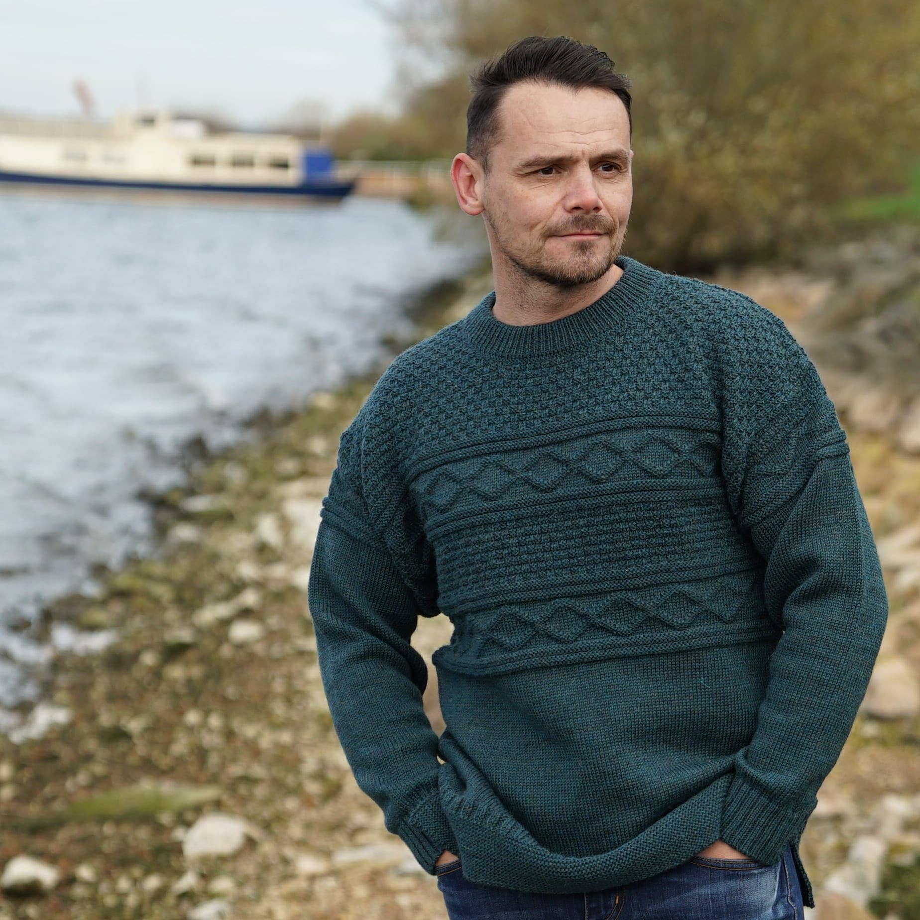 Mars Knitwear - Wholesale Pullover-trui - Uniseks - British Wool Guernsey Trui - Mallard6