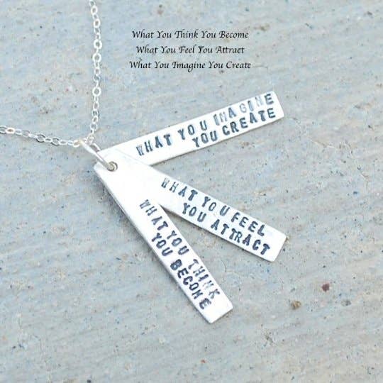 Chocolate and Steel - Wholesale Pendant/Charm Necklace - What you think you become, what you feel you attract, what you imagine you create -Buddha Quote Necklace5